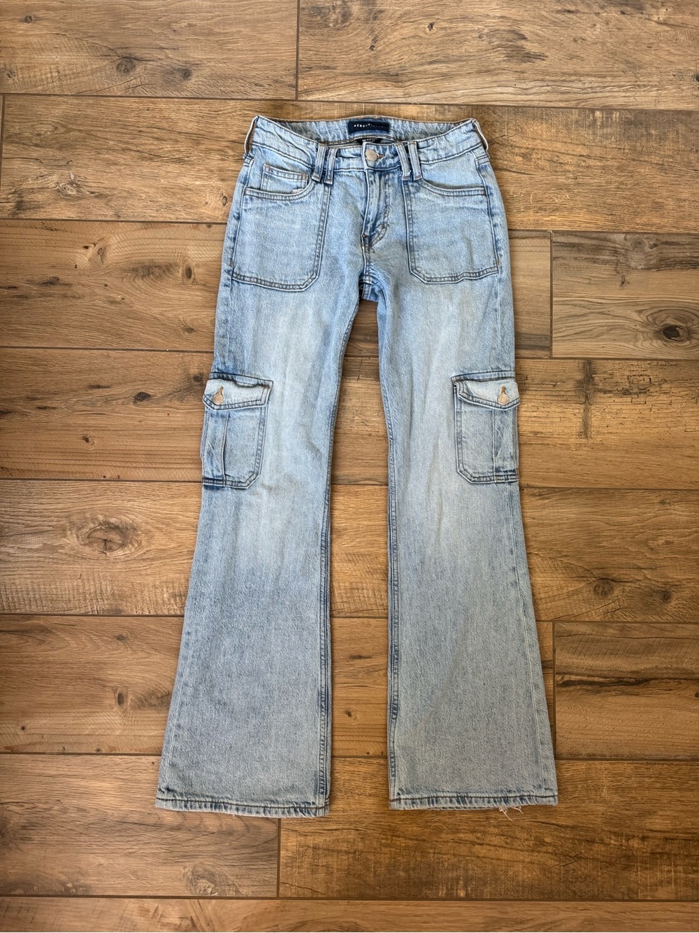Aeropostale Light Wash Cargo Flare Jeans